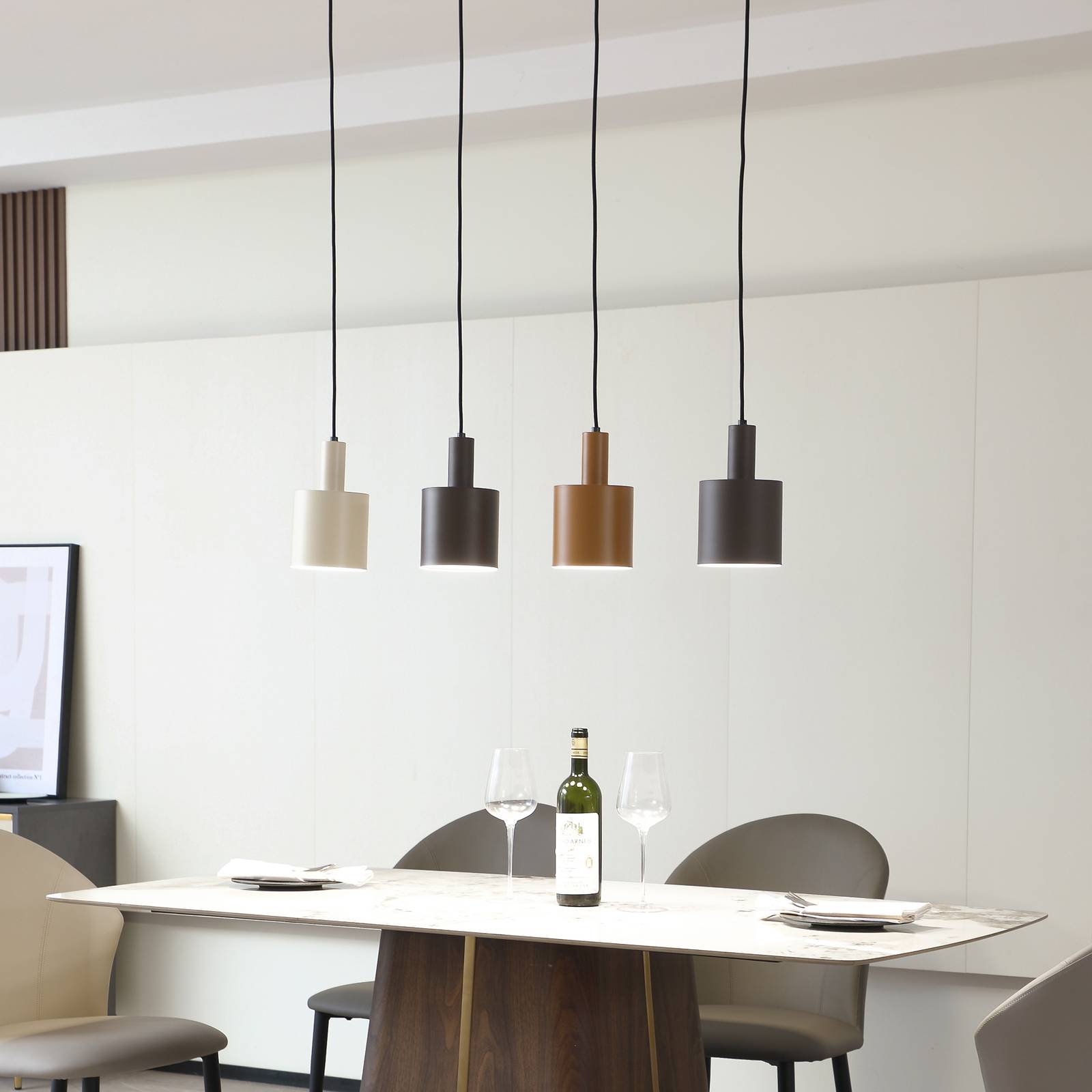 foto del prodotto lampada a sospensione lindby ovelia, marrone caff beige, a 4 luci, e27