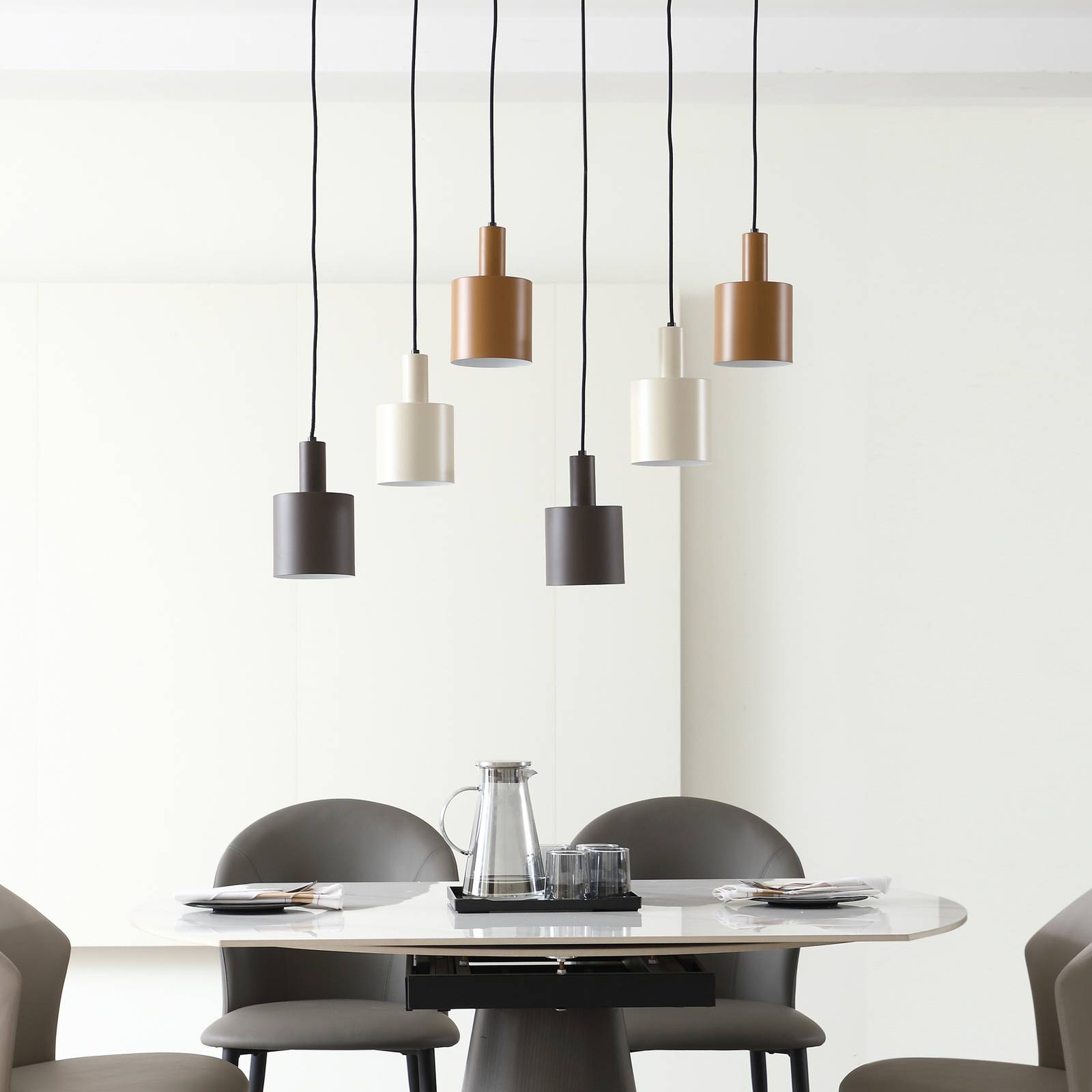 foto del prodotto lampada a sospensione lindby ovelia, marrone caff beige, a 6 luci, e27