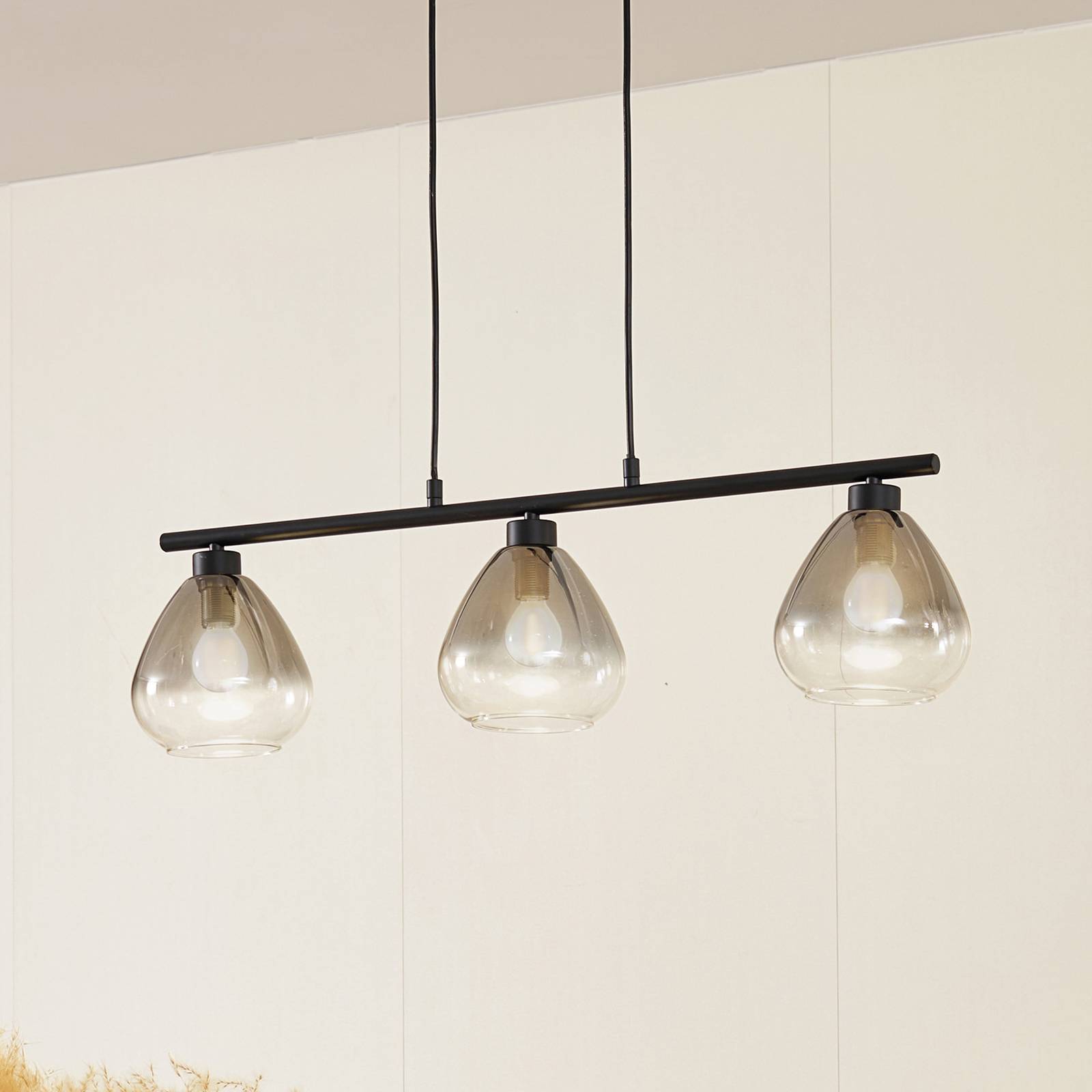 foto del prodotto lampada a sospensione lindby pendura, nero, vetro, lunghezza 75 cm