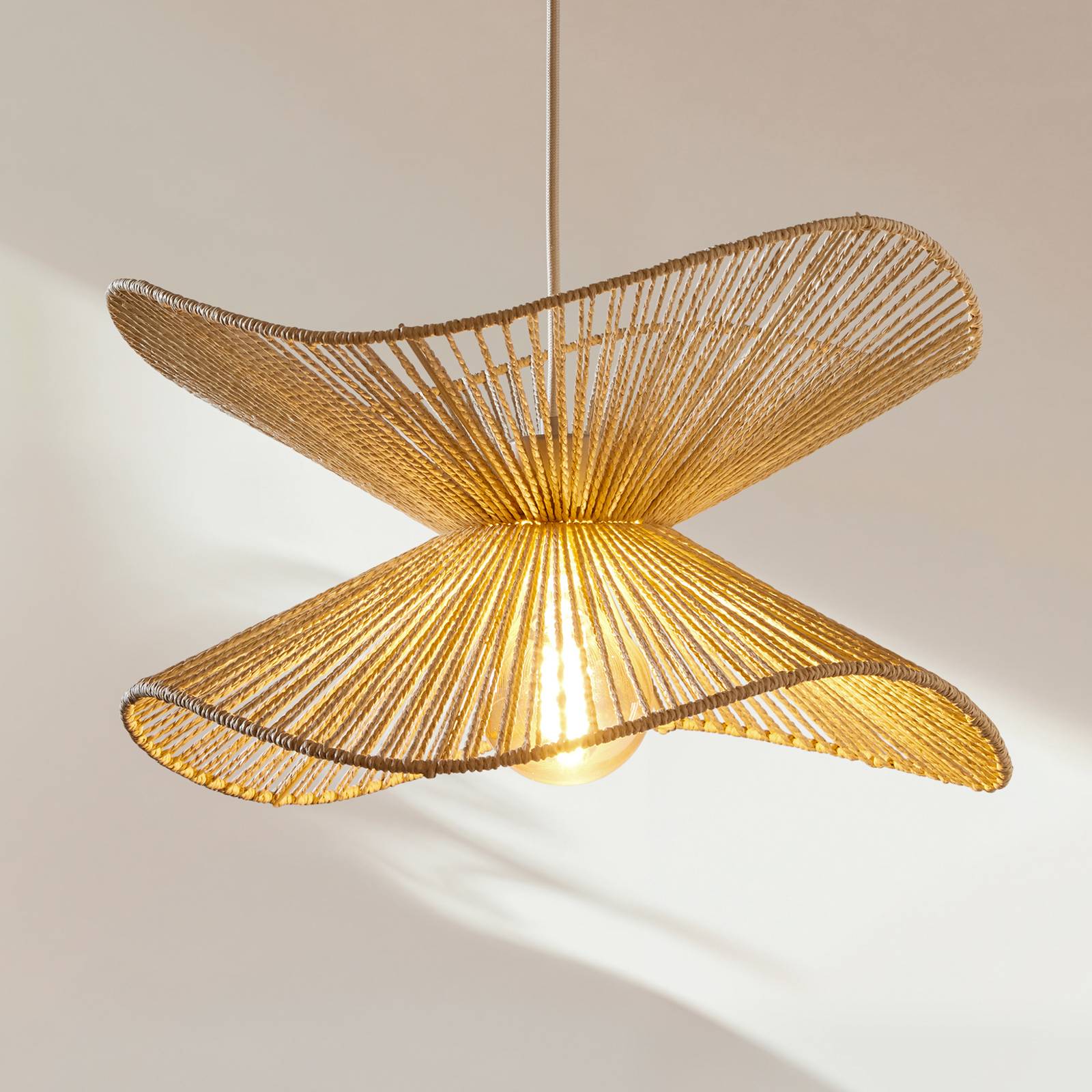 foto del prodotto lampada a sospensione lindby valdorin, beige, carta, 40 cm, e27
