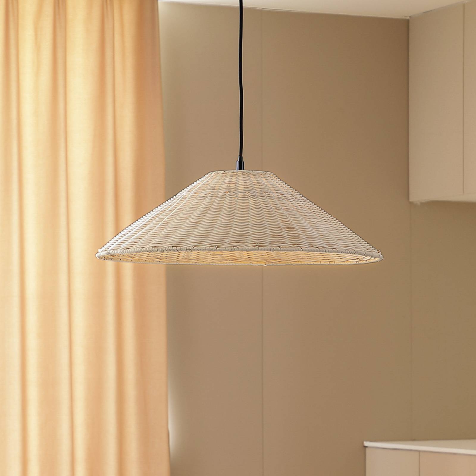foto del prodotto lampada a sospensione lindby zyralia, color legno, rattan, 50 cm