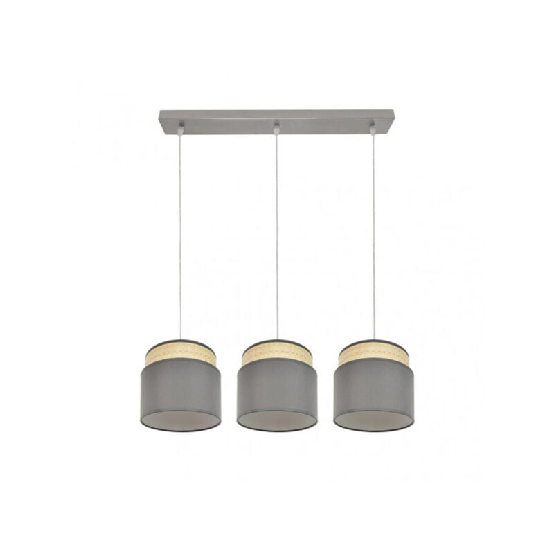 foto del prodotto lampada a sospensione lineare a 3 luci modello kandy naturale grigio dimmerabile - fabrilamp