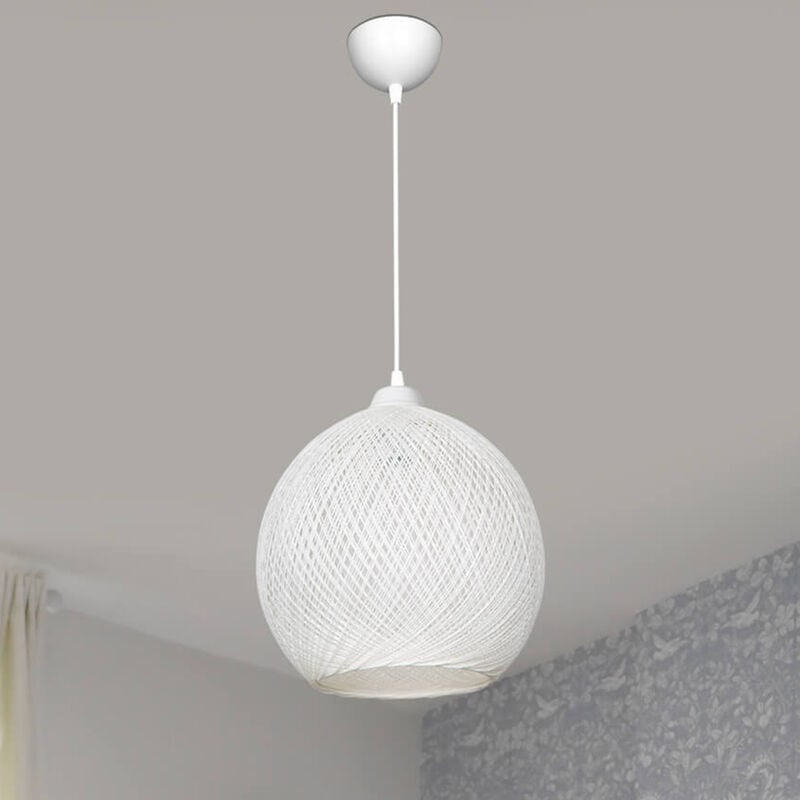 foto del prodotto lampada a sospensione lisburn con paralume a globo in iuta bianco lux.pro