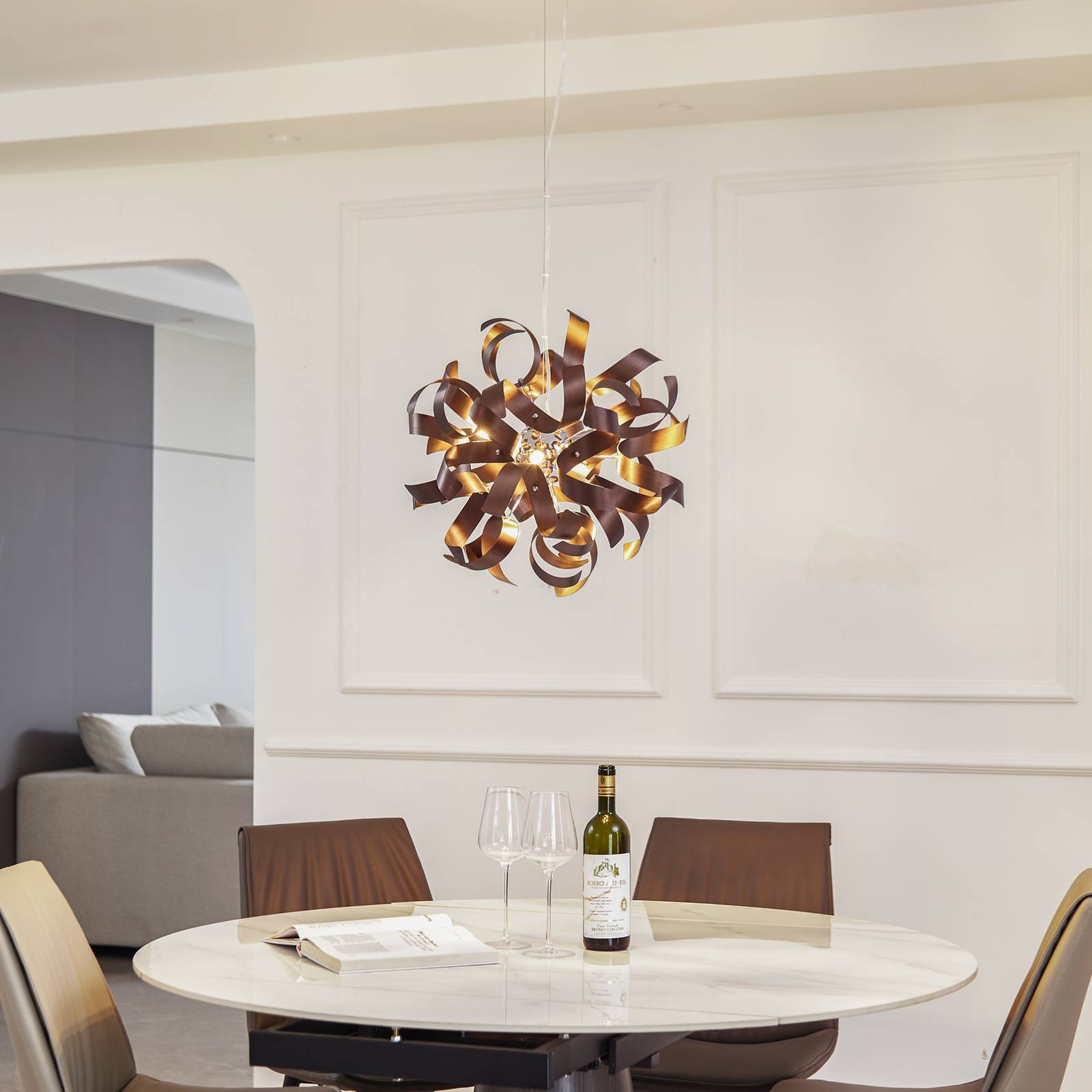 foto del prodotto lampada a sospensione lucande kaelor, 46 cm, color rame, alluminio