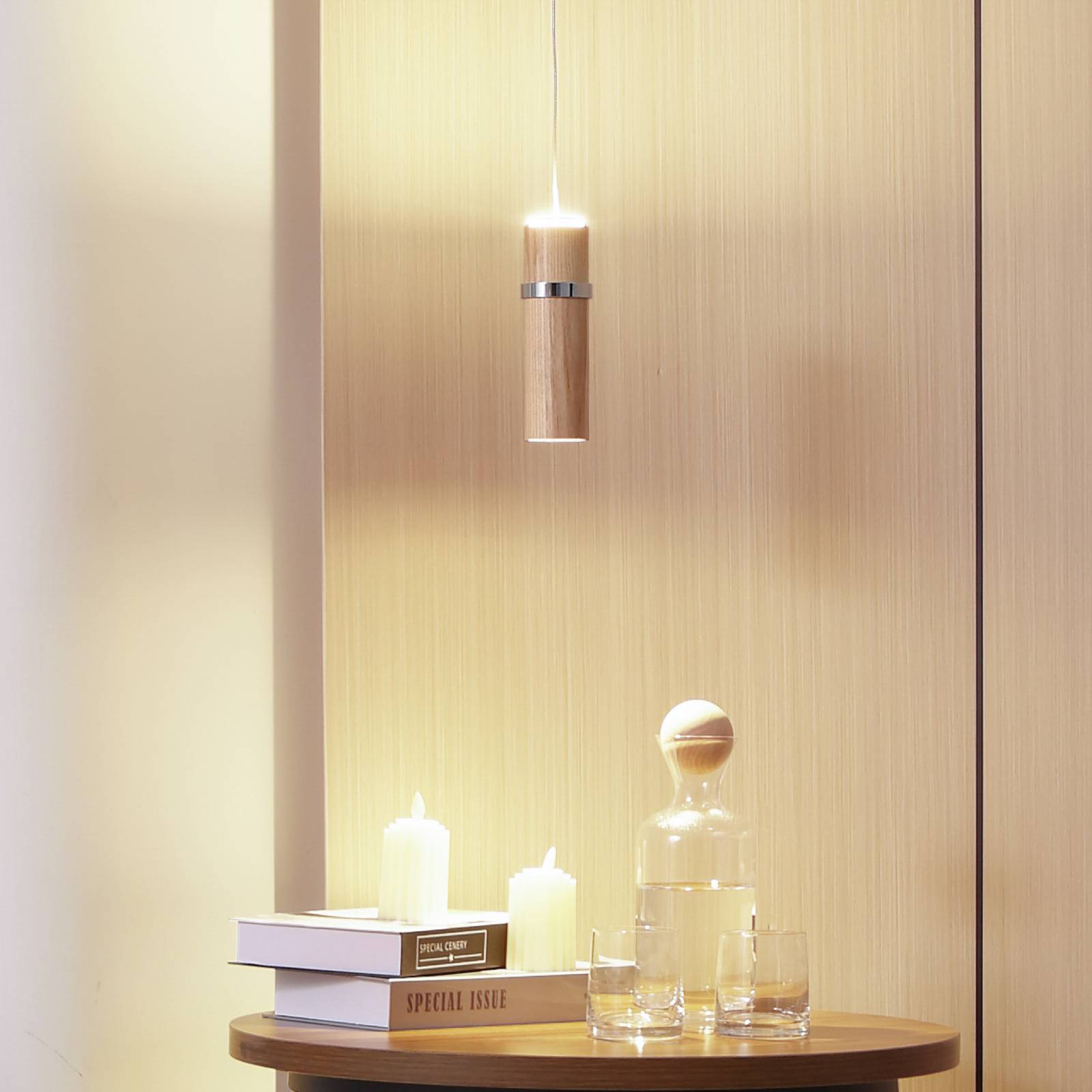 foto del prodotto lampada a sospensione lucande led nojus, legno, su gi , 6 cm