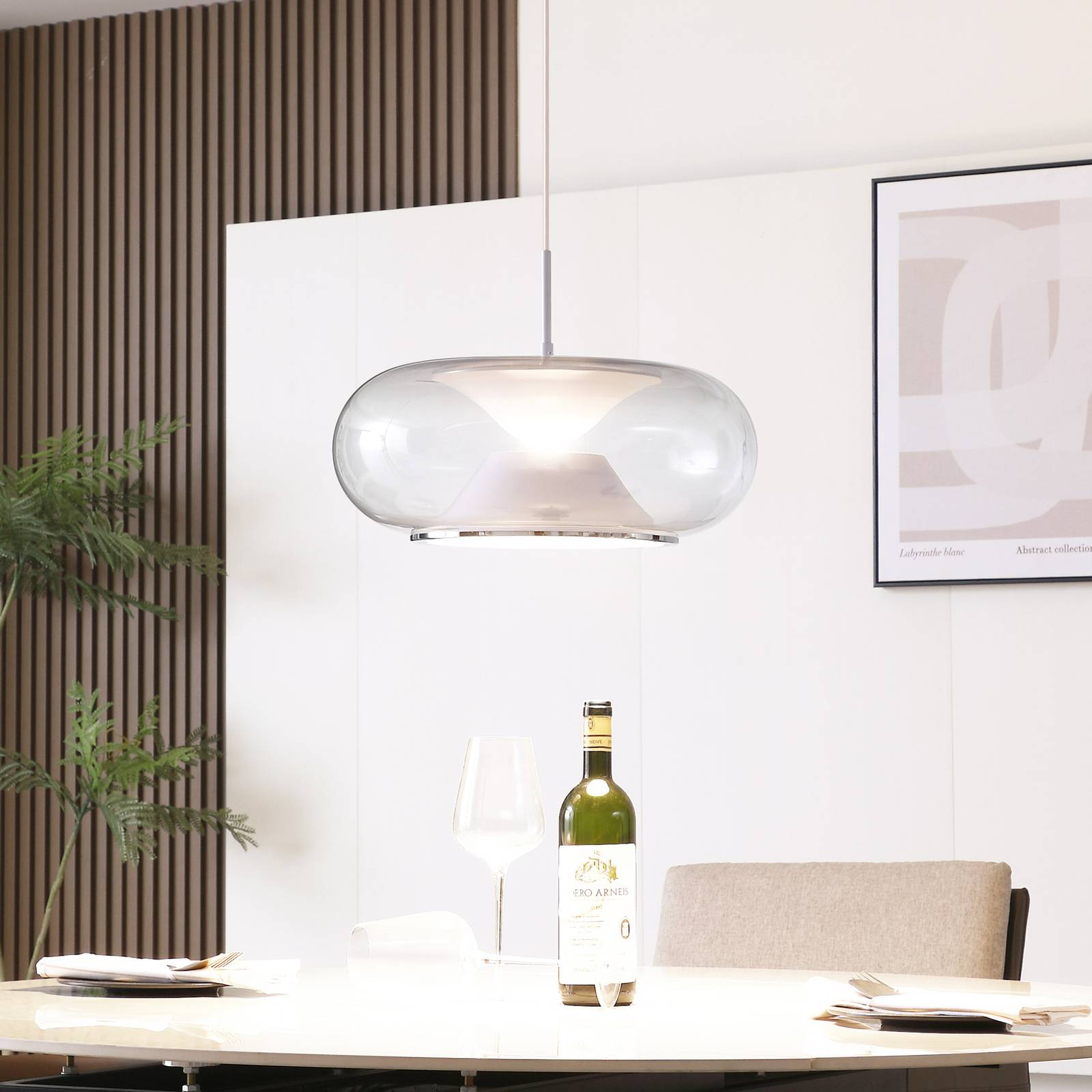 foto del prodotto lampada a sospensione lucande led orasa, vetro, bianco chiaro, 43 cm