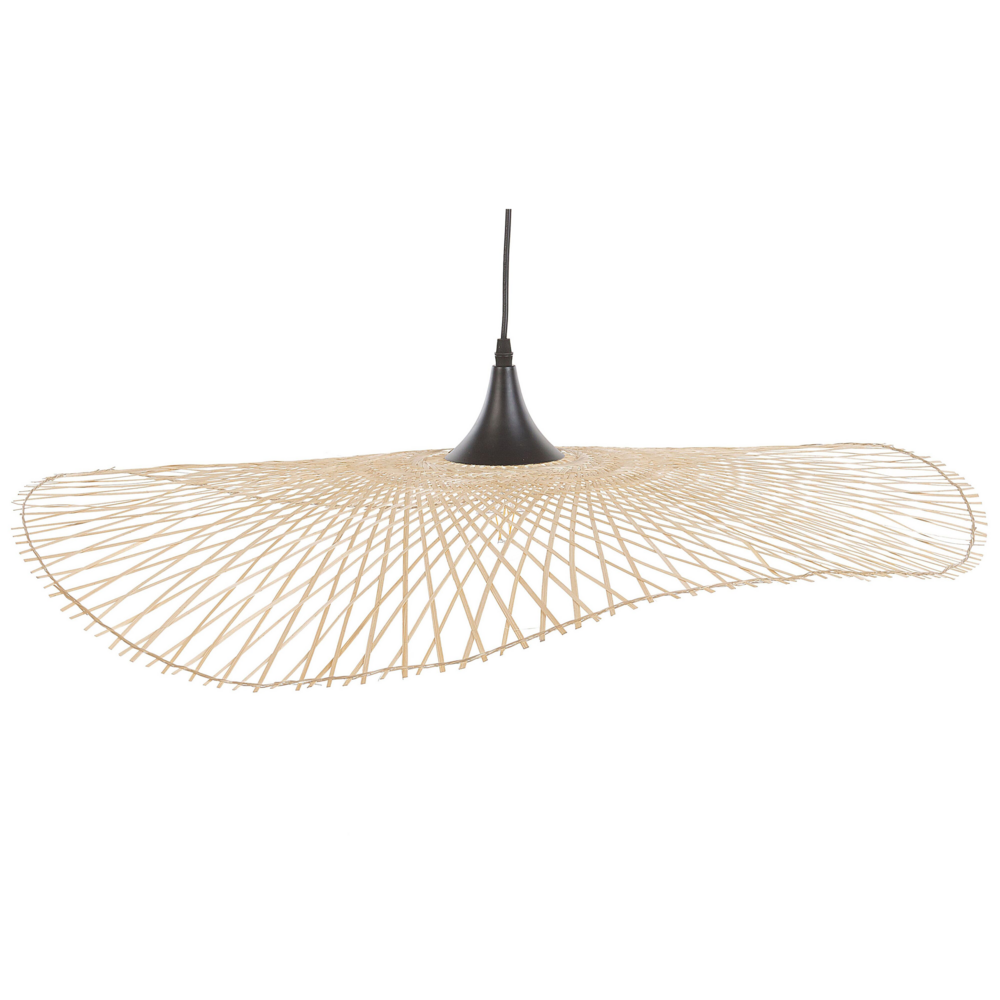 foto del prodotto lampada a sospensione luce legno bambù ovale paralume 130 cm lampada a sospensione a soffitto