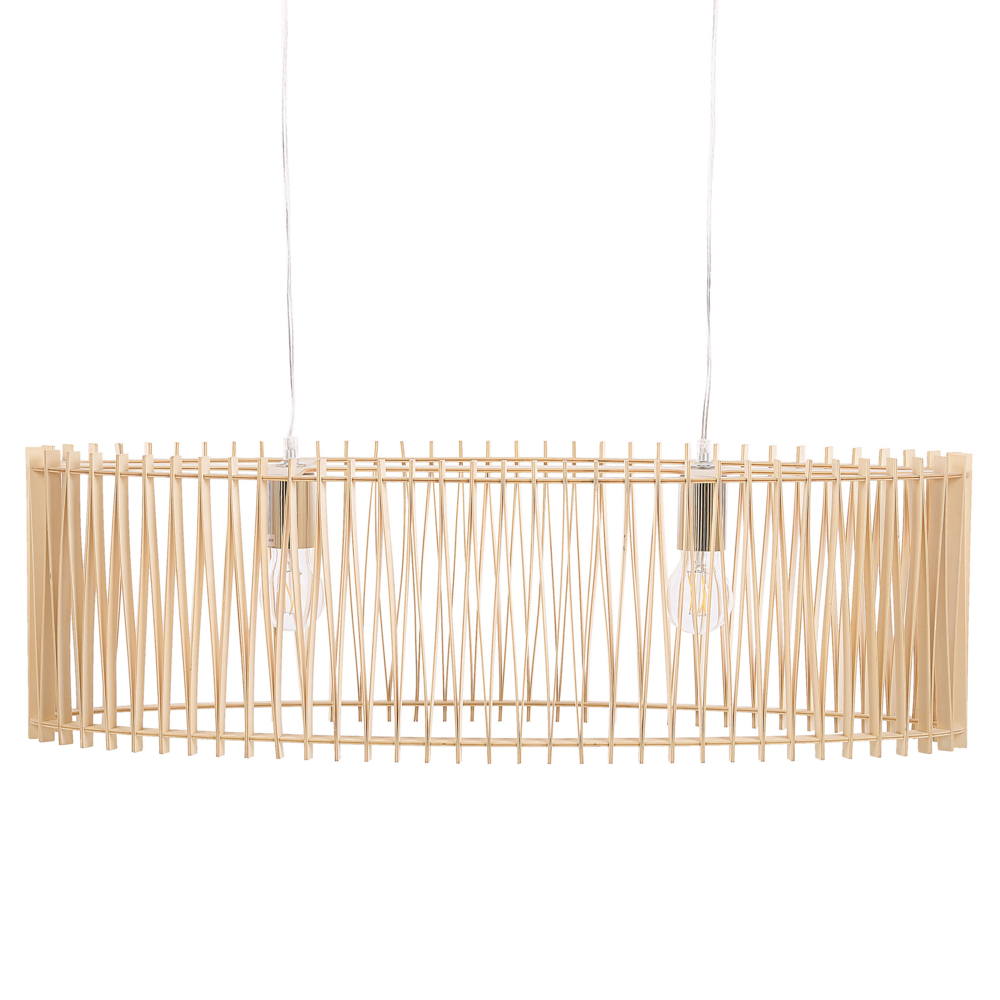 foto del prodotto lampada a sospensione luce legno mdf lampadario stile moderno e boho 124 cm soggiorno