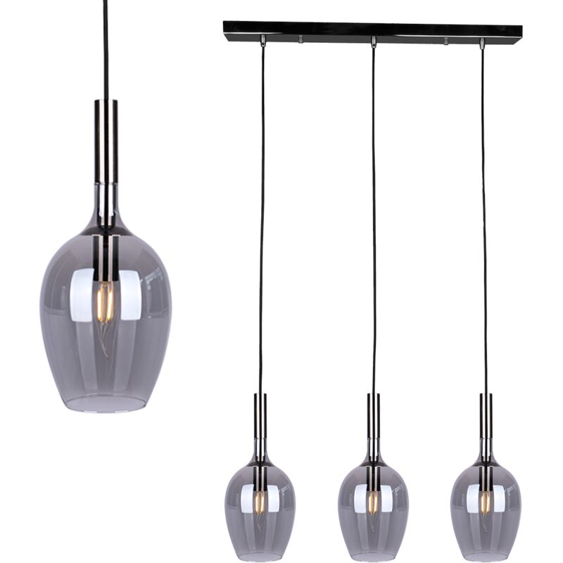 foto del prodotto lampada a sospensione lugano smoked 3xe14