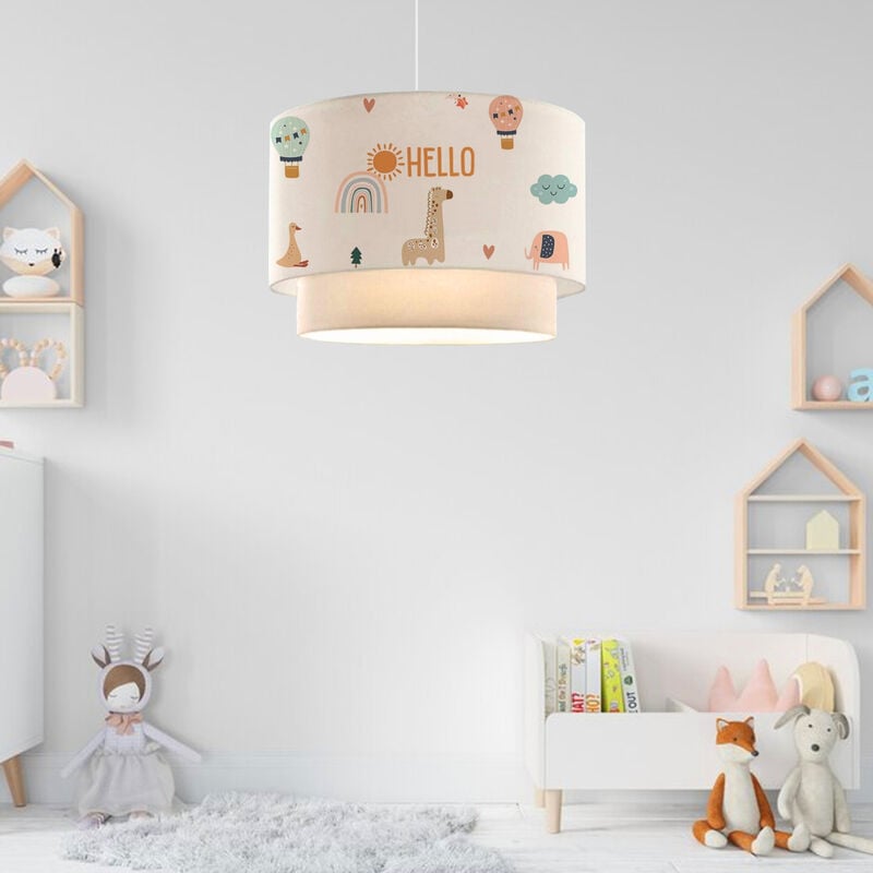 foto del prodotto lampada a sospensione lurgan per cameretta decorato con giraffa bianco lux.pro