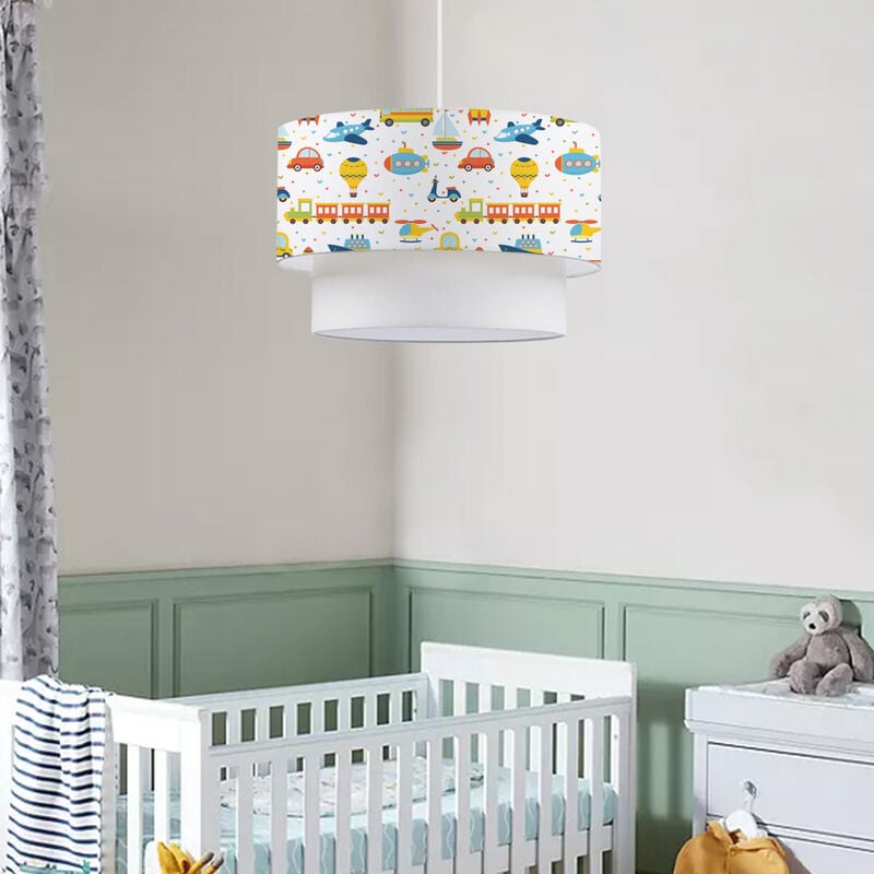 foto del prodotto lampada a sospensione lurgan per cameretta decorato con veicoli bianco lux.pro