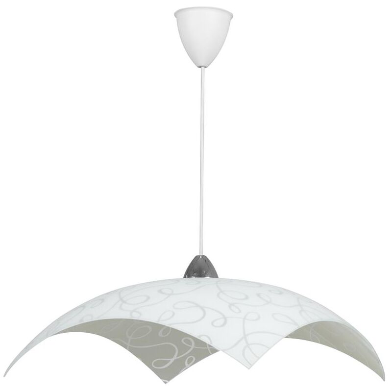 foto del prodotto lampada a sospensione marilena 50x50 1xe27 montatura cromo bianco vetro lastra bianco 50 h21 l100 cm okx