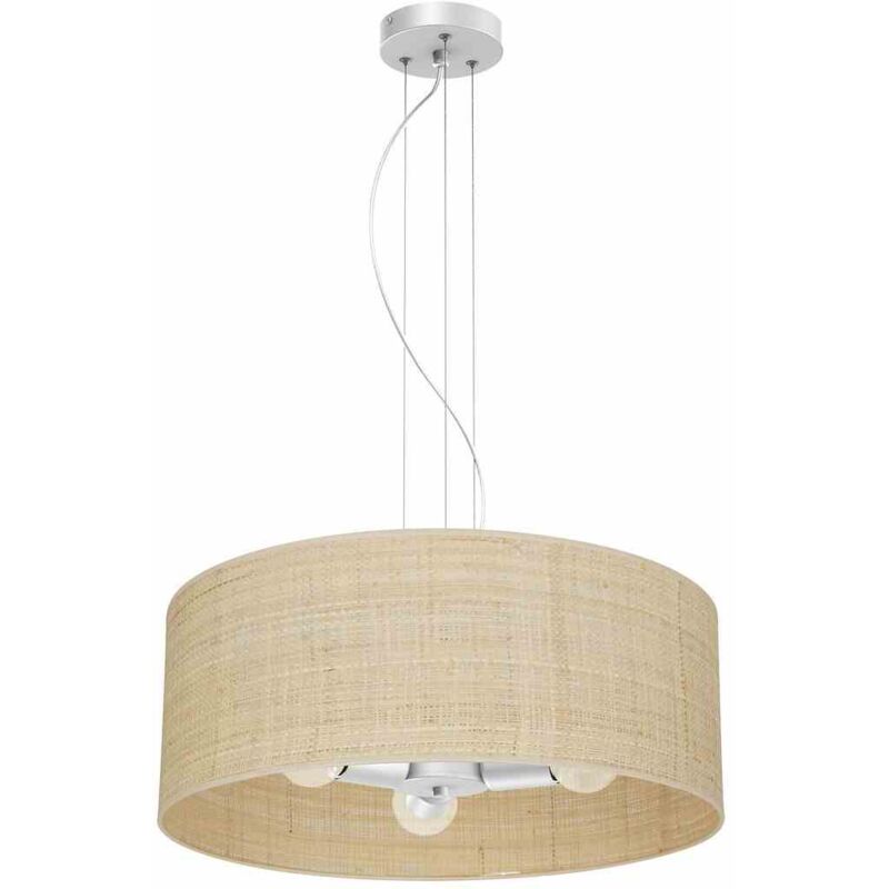 foto del prodotto lampada a sospensione marshall bianco rattan 3xe27