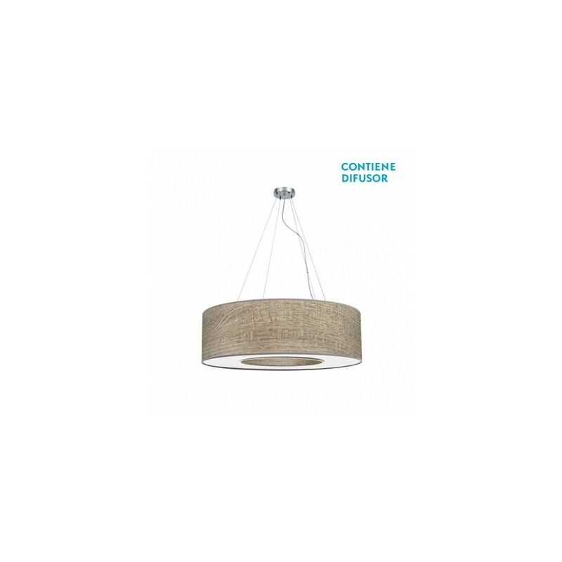 foto del prodotto lampada a sospensione media haiti cromo legno grigio 4xe27 40120x 65x65cm 