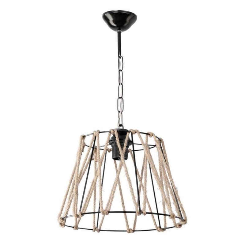 foto del prodotto lampada a sospensione metallo e corda evren asz0881 colore nero