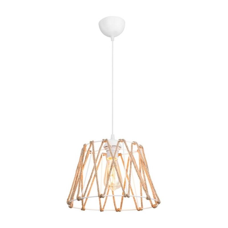 foto del prodotto lampada a sospensione metallo e corda evren asz1029 colore bianco