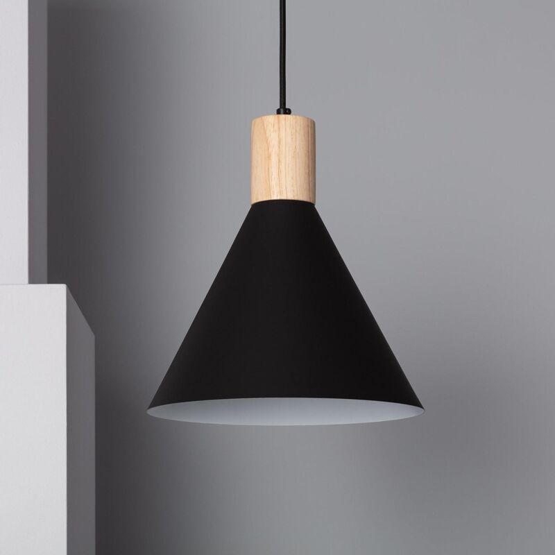 foto del prodotto lampada a sospensione metallo e legno arbat nero