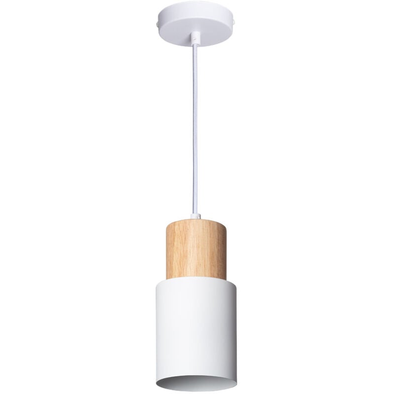 immagine 0 del prodotto lampada a sospensione metallo e legno kidonge bianco