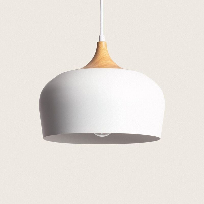 foto del prodotto lampada a sospensione metallo e legno serena bianco