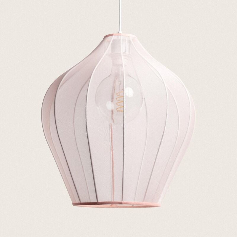 foto del prodotto lampada a sospensione metallo e tessuto 400 mm yara rosa pastello