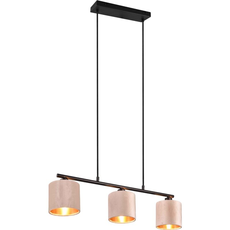foto del prodotto lampada a sospensione, metallo e velluto, nero e tortora, l 66 cm, julieta