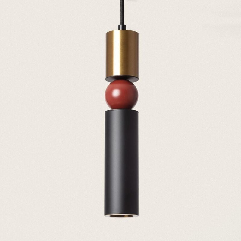 foto del prodotto lampada a sospensione metallo e vetro luyo rosso