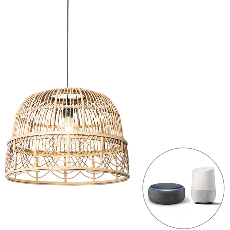 foto del prodotto lampada a sospensione michelle orientale malacca,acciaio marrone tondo e27 max. 1 x 4.9 watt qazqa
