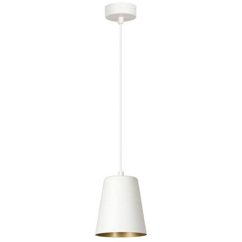 foto del prodotto lampada a sospensione milargo, acciaio verniciato a polvere, bianco, oro, 14x100x14 cm