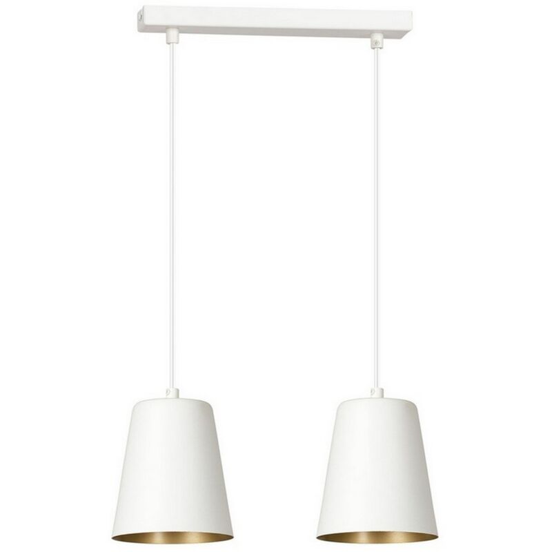 foto del prodotto lampada a sospensione milargo, acciaio verniciato a polvere, bianco, oro, 40x100x14 cm