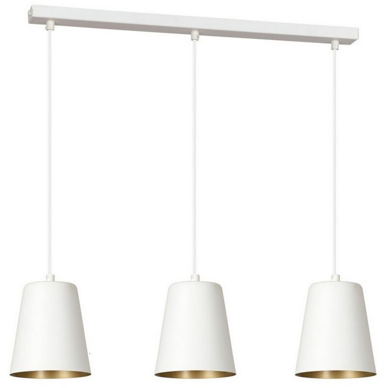 foto del prodotto lampada a sospensione milargo, acciaio verniciato a polvere, bianco, oro, 66x100x14 cm