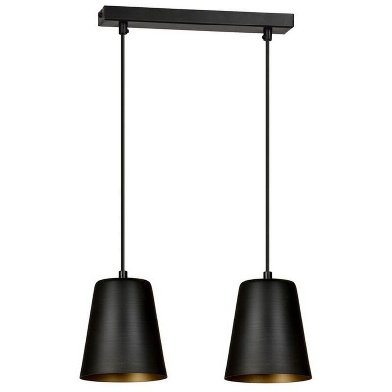 foto del prodotto lampada a sospensione milargo, acciaio verniciato a polvere, nero, oro, 40x100x14 cm
