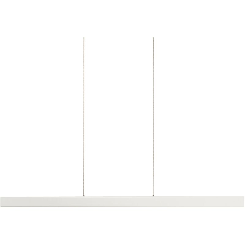 foto del prodotto lampada a sospensione moderna con luce led integrata base in ferro con paralume in alluminio e telecomando bianco arenas