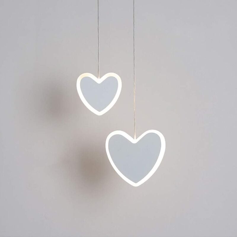 foto del prodotto lampada a sospensione moderna e semplice, a forma di cuore con paralume bianco, per camerette, camere da letto, corridoi, ecc. 6000k 