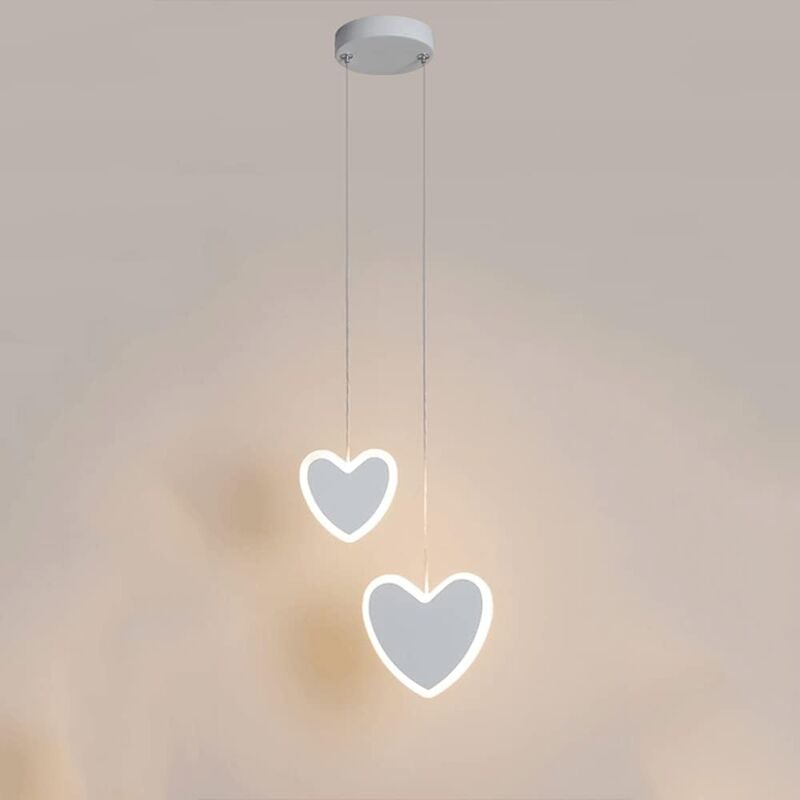 foto del prodotto lampada a sospensione moderna e semplice, a forma di cuore con paralume bianco, per camerette, camere da letto, corridoi, ecc. bianco caldo 3000 k
