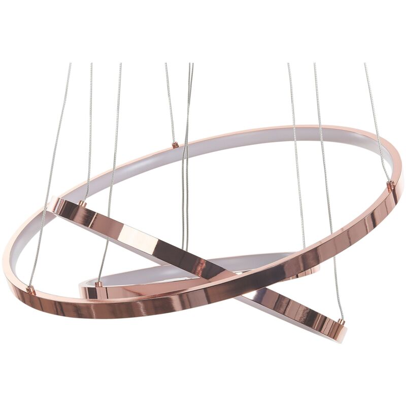 foto del prodotto lampada a sospensione moderna illuminazione integrata led 3 anelli rotondi oro rosa atrek