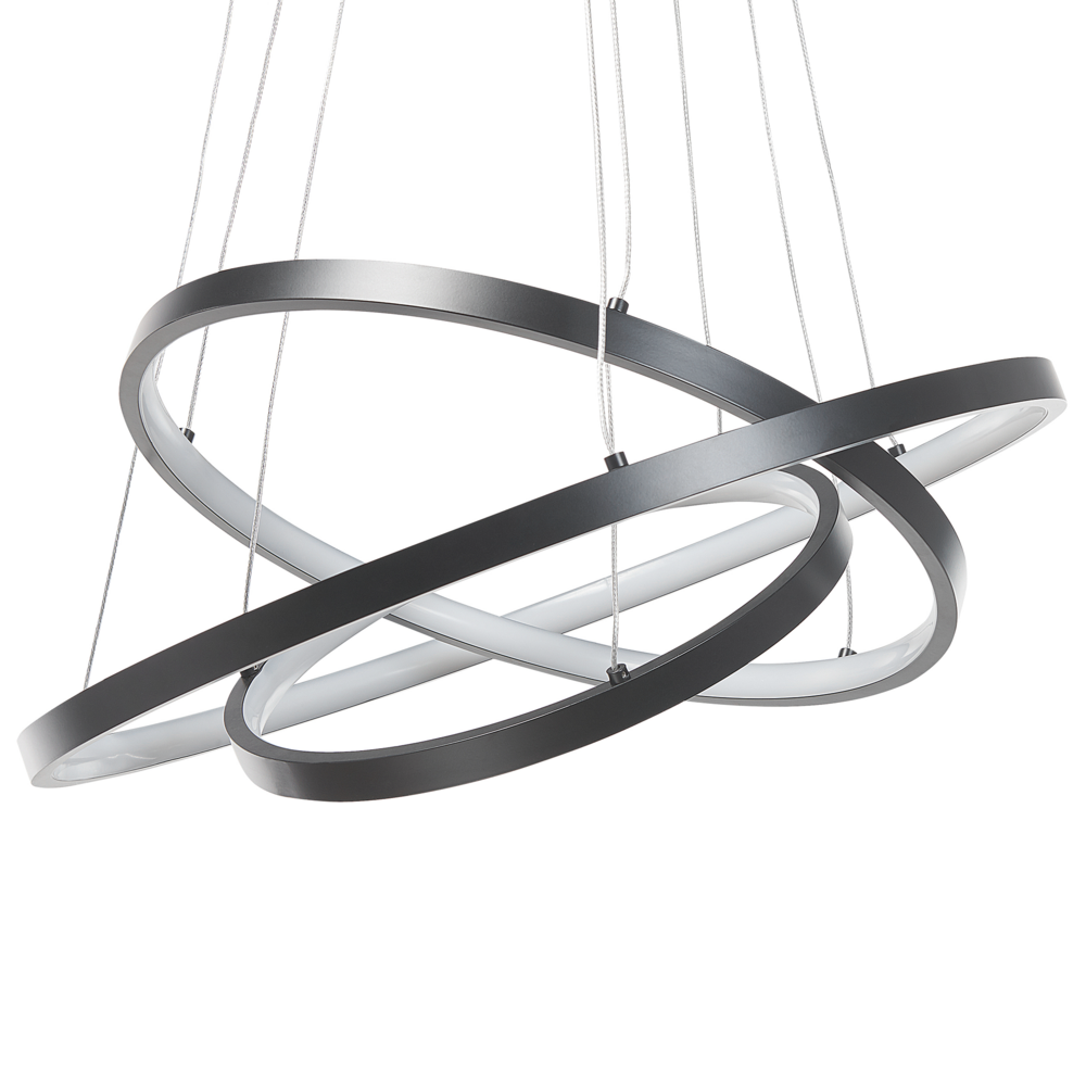 foto del prodotto lampada a sospensione moderna illuminazione integrata led 3 anelli tondi nero atrek