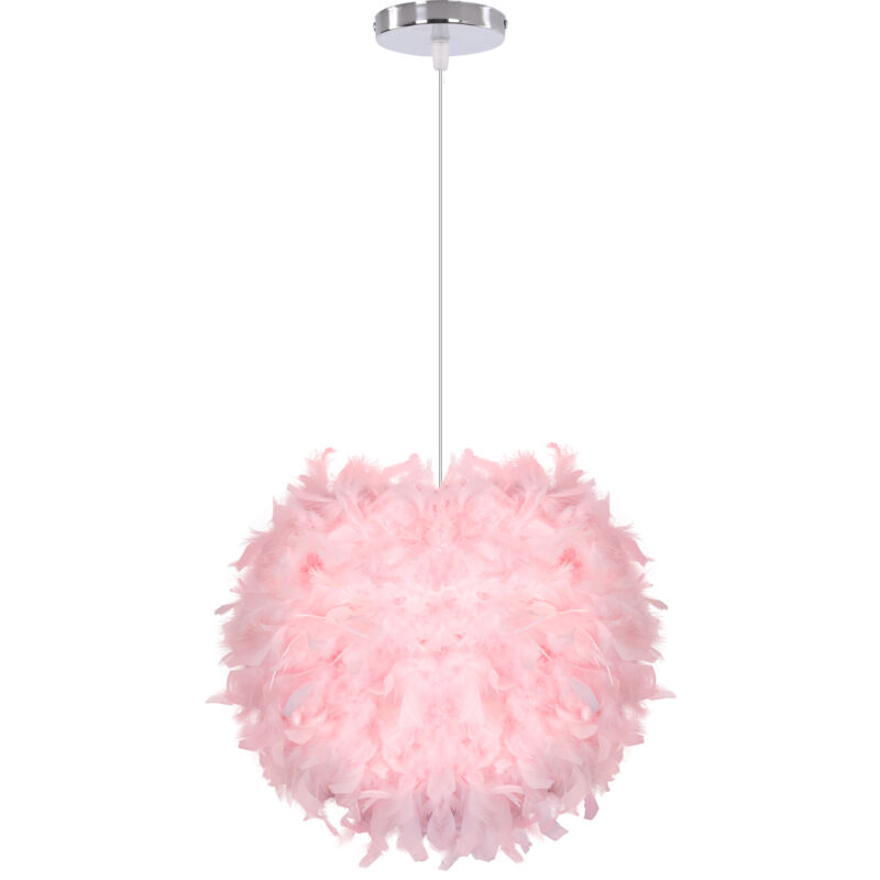 foto del prodotto lampada a sospensione moderna lampadario piuma plafoniera illuminazione regolabile 30cm rosa
