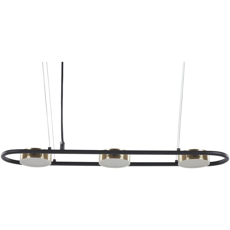 foto del prodotto lampada a sospensione moderna led integrato 3 luci lampadario a binario metallo nero e ottone mali