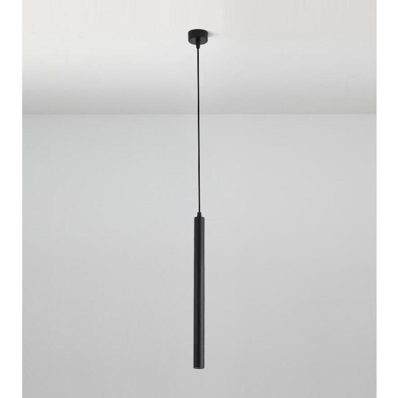 foto del prodotto lampada a sospensione moderna led lampadario da soffitto metallo plafoniera interna nero