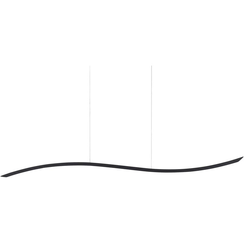 foto del prodotto lampada a sospensione moderna luce led integrata paralume ondulato lampadario metallo nero calao