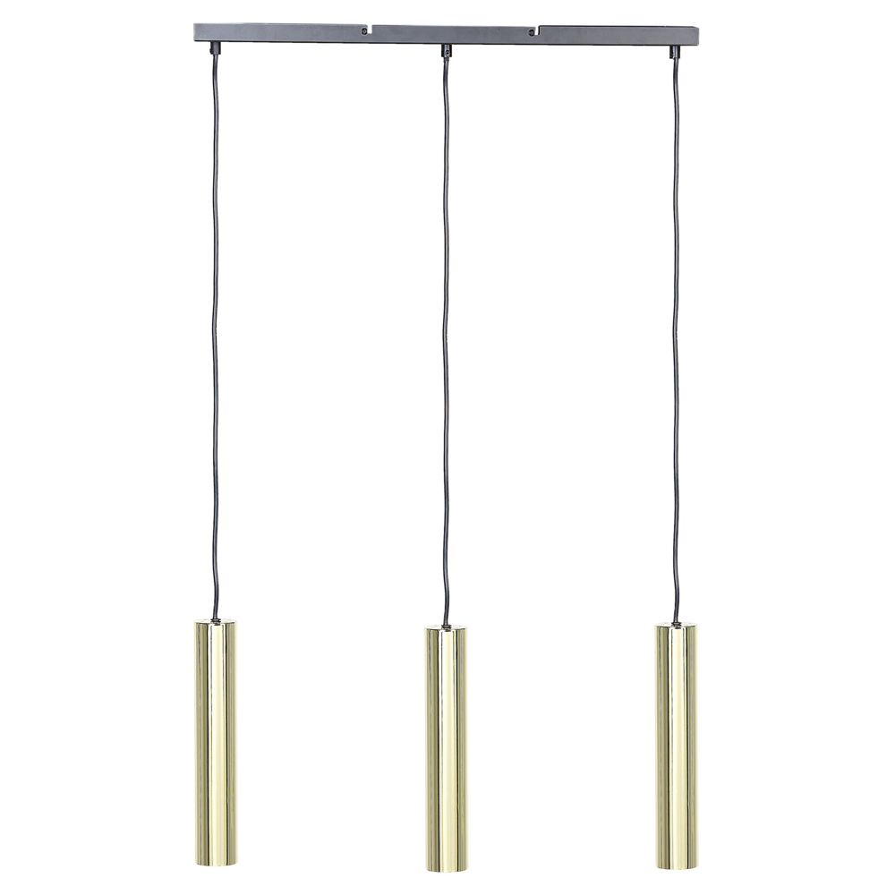 foto del prodotto lampada a sospensione moderna metallo ottone e nero paralumi rotondi a 3 fuochi 97 cm soggiorno cucina sala da pranzo camera da letto