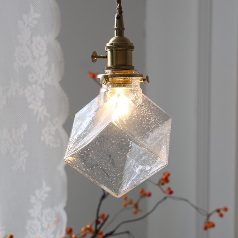 foto del prodotto lampada a sospensione moderna nordico luce a soffitto vetro cubo plafoniera decorata interna a