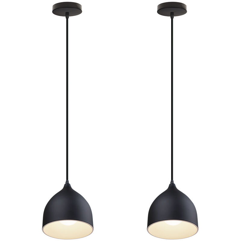 foto del prodotto lampada a sospensione, moderna stile, paralume cupolo, e27 supporto, per soggiorno sala da pranzo 2x nero 