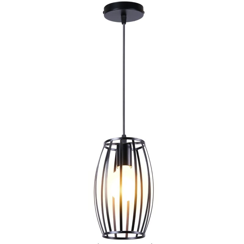foto del prodotto lampada a sospensione moderno e27 creativo metallo retr tamburo a vita soggiorno camera da letto 15cm nero 