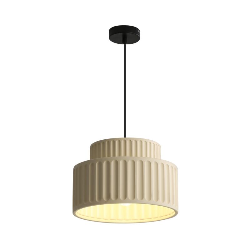 foto del prodotto lampada a sospensione moderno e27 lampadario plafoniera resina illuminazione a sospensione art d eco color crema 1pcs