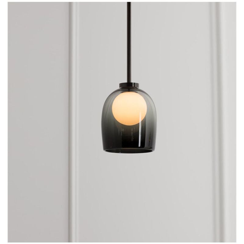 foto del prodotto lampada a sospensione moderno nordico illuminazione da soffitto vetro luce di design grigio fumo
