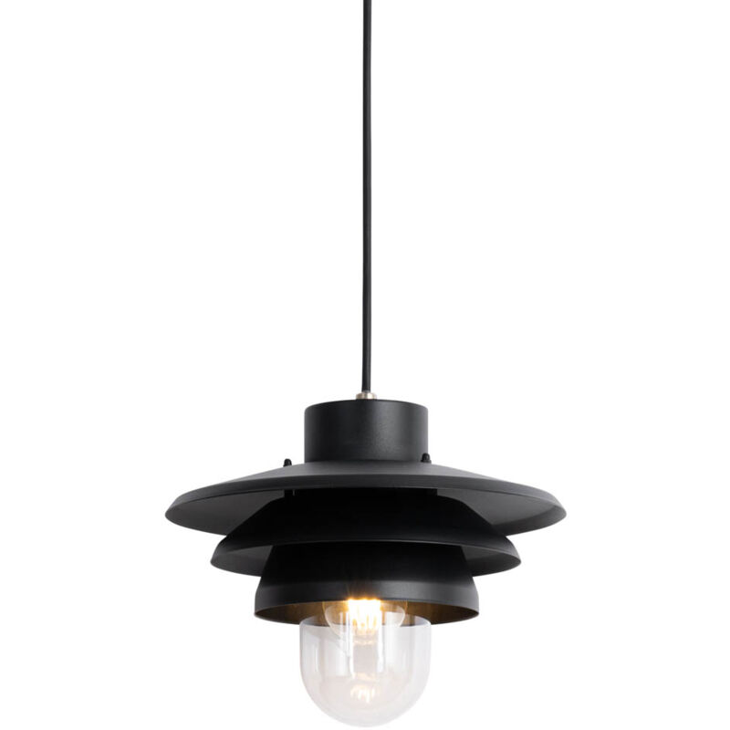 foto del prodotto lampada a sospensione morty design acciaio,plastico nero tondo max. 1 x watt qazqa
