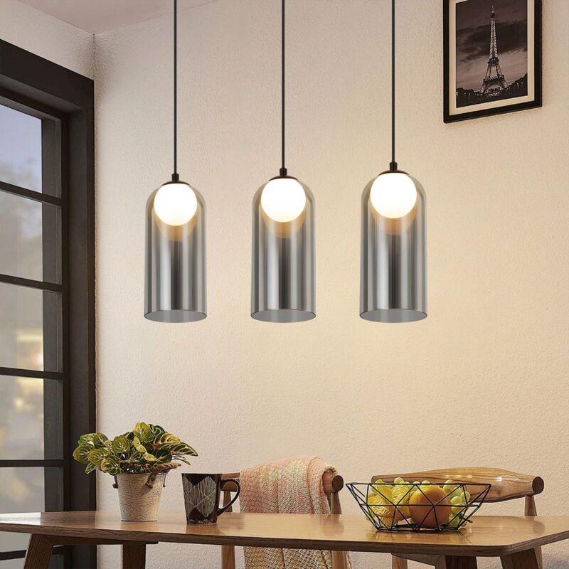 foto del prodotto lampada a sospensione nera 1 fiamma, lampada da comodino in vetro sospesa, vintage, lampada a sospensione g9, lampada a sospensione regolabile in