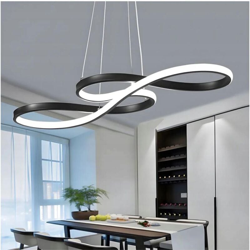 foto del prodotto lampada a sospensione nera dimmerabile lampada a sospensione da cucina a loft telecomando moderno