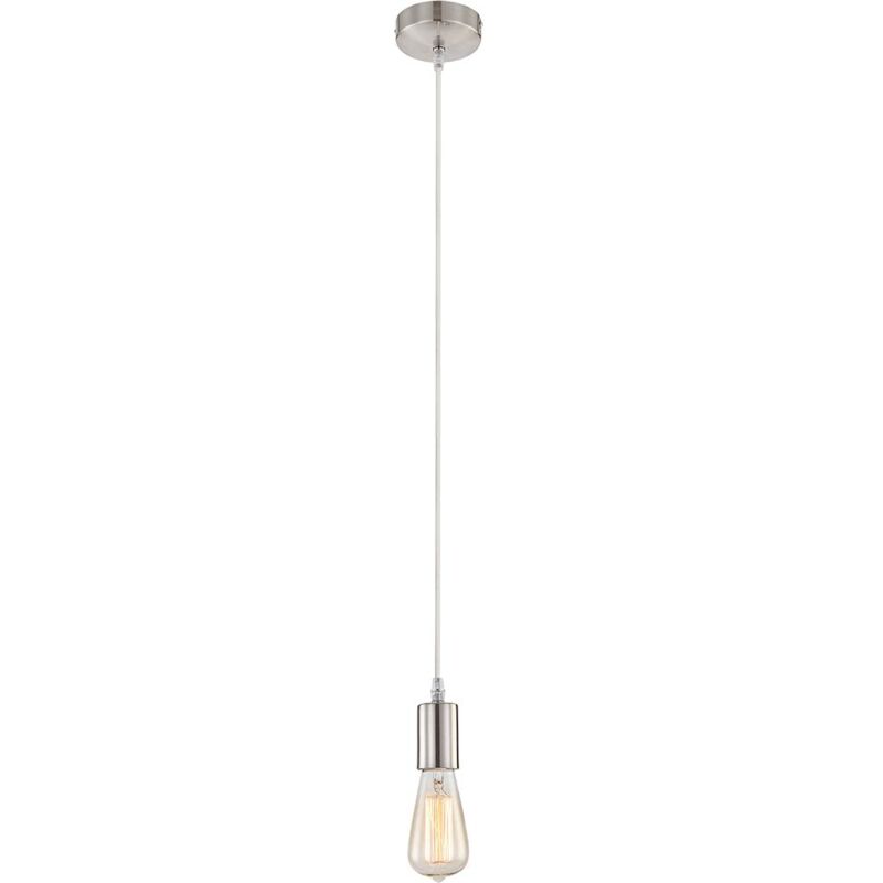foto del prodotto lampada a sospensione nichel opaco, cavo bianco, lampada a sospensione, 1x e27 60w, h 140 cm